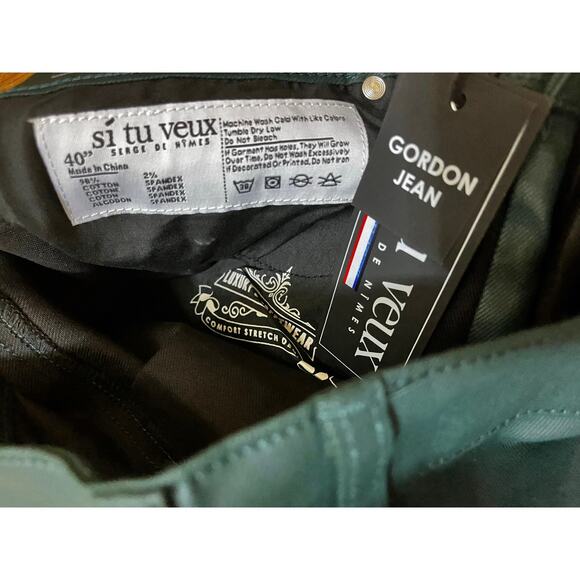 Si Tu Veux Hunter Green Wax Gordon Jeans Superstack Size 40 - Picture 4 of 4